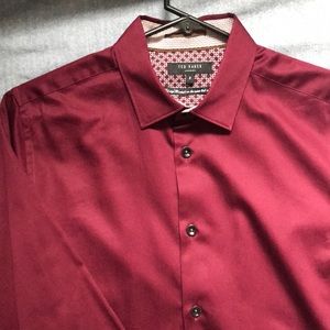 Mens Ted Baker Dress Shirt - Maroon color size 2